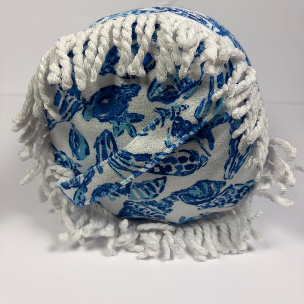Lilly Pulitzer Beach Pillow Shell Collector Coastal Beach Fringe Coastal Bolster - Picture 7 of 10